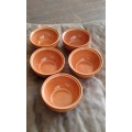 Mid Century Modern Set Of 6 High Glazed Vitricotta Bowls Marked P Terracotta Color