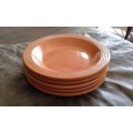 Mid Century Modern Set Of 5 High Glazed Vitricotta Soup Dinner Plates Terracotta Color