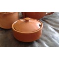 Mid Century Modern High Glazed Vitricotta Coffee Pot Tea Pot Sugar Bowl Canosa Pottery