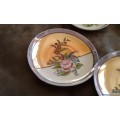 Set Of 5 Japanese Handpainted Lusterware Flower Tea Cup 4 Saucers