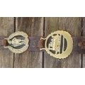 5 Horse Brass On Original Leather Strap