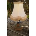 Vintage Dutch Delft Porcelain And Brass Lamp With Vintage Shade Working 28cm height