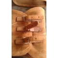 Antique 1920s Brown Suede Leather Strapped Mens Gaitors