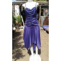 Vintage 1970s Purple Pleated Cocktail Dress With Spaghetti Straps Size 10