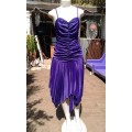 Vintage 1970s Purple Pleated Cocktail Dress With Spaghetti Straps Size 10