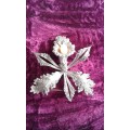 Vintage Orchid Marcasite Brooch With Faux Pearl