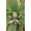 Vintage Orchid Marcasite Brooch With Faux Pearl