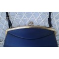 Vintage 1960s Navy Blue Vinyl Handbag Bag
