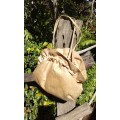 Vintage Genuine Beige African Buffalo Leather Handbag Bag