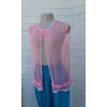Vintage Original 1970s Pink See Through Ruffled Chiffon Camisole Baby Doll Night Gown