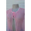 Vintage Original 1970s Pink See Through Ruffled Chiffon Camisole Baby Doll Night Gown