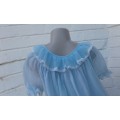 Vintage Original 1960s Blue Chiffon Baby Doll Night Gown Size 10 to 12