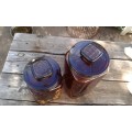 Two Beautiful Vintage 1970s Brown Glass Jars Containers