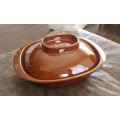 Vintage Large Brown Glazed G.C Ware Stoneware Casserole Cassoulet Bowl With Lid Made In RSA