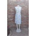 Vintage Cotton Purple Blue Floral Print Summer Dress Size 14