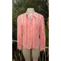 Vintage Original 1970s Red White Striped Shirt Blouse Top Size 10