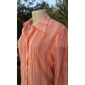 Vintage Original 1970s Red White Striped Shirt Blouse Top Size 10