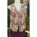 Vintage Handmade Tapestry Waist Coat Vest Unbuttoned Worn Size 14