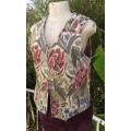 Vintage Handmade Tapestry Waist Coat Vest Unbuttoned Worn Size 14