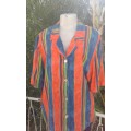 Vintage Woolworths Oversized Striped Viscose Shirt  With  Mother Of Pearl Buttons Size 18
