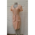 Vintage 1980s Elegant Peach Summer Skirt Suit By Foschini Size 10