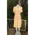 Gorgrous Vintage 1970s Yellow Pleated Summer Dress With Bow Collar Size 16 By Princess