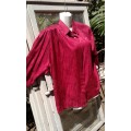 City Girl 1980s Red Viscose/Polyester Vintage Blouse With Shoulder Pads Size 12 to 14