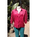 City Girl 1980s Red Viscose/Polyester Vintage Blouse With Shoulder Pads Size 12 to 14