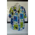 Vintage 1980s Oversized Bright Floral Print Chiffon Ladies Shirt Top Size 14 to 16