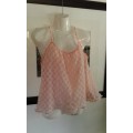 Vintage 1960s Peach Chiffon White Lace Baby Doll Camisole Size 10 to 12