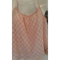 Vintage 1960s Peach Chiffon White Lace Baby Doll Camisole Size 10 to 12