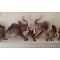Vintage Set 4 Porcelain Elephant Figurines Ornaments 2 Large 2 Medium Sized