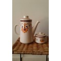 Vintage 1970s AMC Countryside Classic Collections Orange Retro Flowers Coffee Pot Sugar Bowl