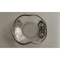 Vintage Glass Snack Bowl With Delicate Silver Plate Decoration
