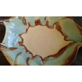 Beautiful Hand Painted High Glazed Majolica Leaf Serving Plate Marked