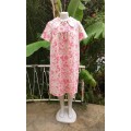 Vintage Original 1960s Pink White Flower Power Maternity Dress Size 12 to 14