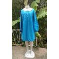 Vintage Original 1960s Modelia Turquoise Blue Long Sleeves Maternity Dress Size 12 to 14