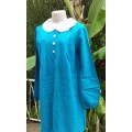Vintage Original 1960s Modelia Turquoise Blue Long Sleeves Maternity Dress Size 12 to 14