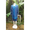 Vintage Dermar Lapis Blue 2 Piece Lace Cocktail Dress Size 14/38