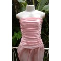 Vintage Light Pink Ruffled Strapless Satin Cocktail Dress Design By Rona Size 34/10