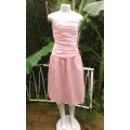 Vintage Light Pink Ruffled Strapless Satin Cocktail Dress Design By Rona Size 34/10