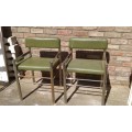 Set Of 6 Mid Century Modern Chrome And Olive Green Vinyl Dining Room Chairs Need Re-chroming