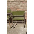 Set Of 6 Mid Century Modern Chrome And Olive Green Vinyl Dining Room Chairs Need Re-chroming