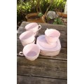 Vintage Pink Ascot China Fine Porcelain Tea Set 6 Cups 6 Saucers