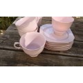 Vintage Pink Ascot China Fine Porcelain Tea Set 6 Cups 6 Saucers