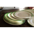 Queens Green Solianware Simpson`s Potteries Green Gold Rimmed Art Deco Dinner Set 13 Pieces