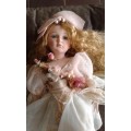 Vintage Large Beautiful Porcelain Fairy Doll With Wings And Stand 45cm