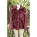 Vintage Burgundy Red Taillored Faux Fur Jacket By Our Madame Size 10