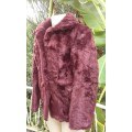 Vintage Burgundy Red Taillored Faux Fur Jacket By Our Madame Size 10