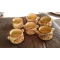 Vintage Japanese Stoneware Soup Bowls Cups 1970s